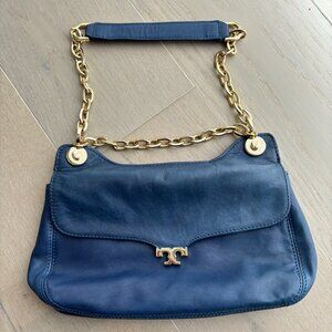 Tory Burch blue/gold chain shoulder bag